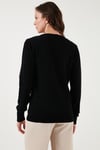 Fashion Friends Regular Fit V Yaka Düğmeli Bayan Hırka 25K0781K1 SİYAH