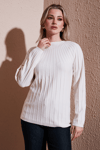Fashion Friends Regular Fit Yarım Balıkçı Yaka Bayan Bluz 25K0361K1 EKRU
