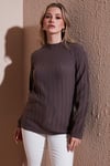 Fashion Friends Regular Fit Yarım Balıkçı Yaka Bayan Bluz 25K0361K1 KAHVE
