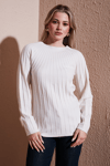 Fashion Friends Regular Fit Yarım Balıkçı Yaka Bayan Bluz 25K0361K1 EKRU