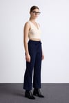 Fashion Friends Regular Fit Yüksel Bel Geniş Paça Bayan Pantolon 25K0393K1 LACİVERT