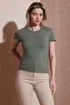 Fashion Friends Slim Fit Bisiklet Yaka Fitlli Crop Bayan T Shirt 25Y0444K1 HAKİ