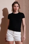 Fashion Friends Slim Fit Bisiklet Yaka Fitlli Crop Bayan T Shirt 25Y0444K1 SİYAH