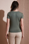 Fashion Friends Slim Fit Bisiklet Yaka Fitlli Crop Bayan T Shirt 25Y0444K1 HAKİ