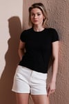 Fashion Friends Slim Fit Bisiklet Yaka Fitlli Crop Bayan T Shirt 25Y0444K1 SİYAH