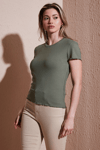 Fashion Friends Slim Fit Bisiklet Yaka Fitlli Crop Bayan T Shirt 25Y0444K1 HAKİ