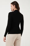 Fashion Friends Slim Fit Dik Yaka Fitilli Bayan Kazak 24K0112K1 SİYAH