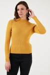 Fashion Friends Slim Fit Dik Yaka Fitilli Bayan Kazak 24K0112K1 HARDAL
