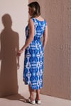 Fashion Friends Standart Fit Bisiklet Yaka Bağlamalı Desenli Midi Bayan Elbise 25Y0154K1 SAKS