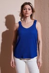 Fashion Friends Standart Fit V Yaka Büzgülü Kalın Askılı Kadın Bluz 25Y0513K1 SAKS