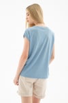 Fashion Friends Standart Fit Yuvarlak Yaka Simli Bayan Bluz 25Y0202K1 MAVİ