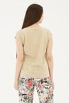 Fashion Friends Standart Fit Yuvarlak Yaka Simli Bayan Bluz 25Y0202K1 GOLD