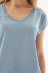 Fashion Friends Standart Fit Yuvarlak Yaka Simli Bayan Bluz 25Y0202K1 MAVİ