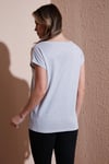 Fashion Friends Standart Fit Yuvarlak Yaka Simli Bayan Bluz 25Y0202K1 GÜMÜŞ