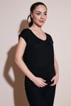 Fashion Friends Standart Fit Yuvarlak Yaka Simli Bayan Bluz 25Y0202K1 SİYAH