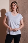 Fashion Friends Standart Fit Yuvarlak Yaka Simli Bayan Bluz 25Y0202K1 GÜMÜŞ