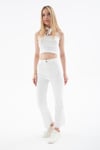 Fashion Friends Streç Pamuklu Flare Fit Yüksek Bel İspanyol Paça Bayan Pantolon 25Y0294K1 BEYAZ