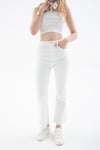Fashion Friends Streç Pamuklu Flare Fit Yüksek Bel İspanyol Paça Bayan Pantolon 25Y0294K1 BEYAZ