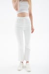 Fashion Friends Streç Pamuklu Flare Fit Yüksek Bel İspanyol Paça Bayan Pantolon 25Y0294K1 BEYAZ