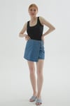 Fashion Friends Streç Pamuklu Regular Fit Yüksek Bel Bayan Şort Etek 25Y0726K1 AÇIK MAVİ