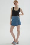 Fashion Friends Streç Pamuklu Regular Fit Yüksek Bel Bayan Şort Etek 25Y0726K1 AÇIK MAVİ