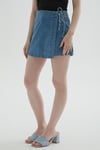 Fashion Friends Streç Pamuklu Regular Fit Yüksek Bel Bayan Şort Etek 25Y0726K1 AÇIK MAVİ