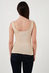 Fashion Friends Streç Pamuklu Slim Fit Kare Yaka Kalın Askılı Bayan Atlet 25Y0266K1 BEJ