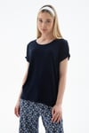 Fashion Friends Streç Regular Fit Yuvarlak Yaka Bayan Bluz 25Y0194K1 LACİVERT