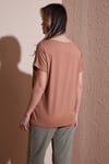 Fashion Friends Streç Regular Fit Yuvarlak Yaka Bayan Bluz 25Y0194K1 KAHVE