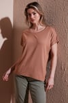 Fashion Friends Streç Regular Fit Yuvarlak Yaka Bayan Bluz 25Y0194K1 KAHVE