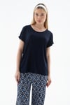 Fashion Friends Streç Regular Fit Yuvarlak Yaka Bayan Bluz 25Y0194K1 LACİVERT
