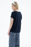 Fashion Friends Streç Regular Fit Yuvarlak Yaka Bayan Bluz 25Y0194K1 LACİVERT