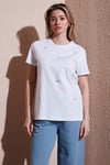 Fashion Friends Taşlı % 100 Pamuk Regular Fit Bisiklet Yaka Bayan Bluz 25Y0414K1 BEYAZ