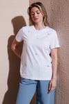 Fashion Friends Taşlı % 100 Pamuk Regular Fit Bisiklet Yaka Bayan Bluz 25Y0414K1 BEYAZ