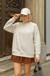 Fashion Friends Taşlı Pamuklu Regular Fit Bisiklet Yaka Bayan Sweat 25K0099K1 EKRU