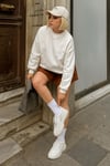 Fashion Friends Taşlı Pamuklu Regular Fit Bisiklet Yaka Bayan Sweat 25K0099K1 EKRU