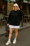 Fashion Friends Taşlı Pamuklu Regular Fit Bisiklet Yaka Bayan Sweat 25K0099K1 SİYAH