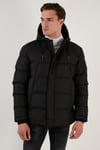 Fermuarlı Cepli Slim Fit Kapüşonlu Şişme Erkek Mont 5711050 SİYAH