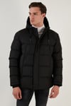Fermuarlı Cepli Slim Fit Kapüşonlu Şişme Erkek Mont 5711050 SİYAH