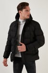 Fermuarlı Cepli Slim Fit Kapüşonlu Şişme Erkek Mont 5711050 SİYAH