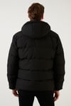Fermuarlı Cepli Slim Fit Kapüşonlu Şişme Erkek Mont 5711050 SİYAH