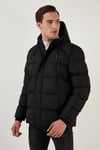 Fermuarlı Cepli Slim Fit Kapüşonlu Şişme Erkek Mont 5711050 SİYAH