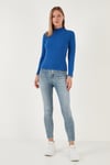 Fitilli Esnek Slim Fit Yarım Balıkçı Yaka Kadın Kazak 5865344 SAKS