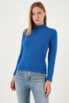 Fitilli Esnek Slim Fit Yarım Balıkçı Yaka Kadın Kazak 5865344 SAKS
