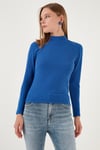 Fitilli Esnek Slim Fit Yarım Balıkçı Yaka Kadın Kazak 5865344 SAKS