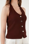 Fitilli Fitted Fit Halter Yaka Sırt Dekolteli Kadın Yelek 5866515 KAHVE