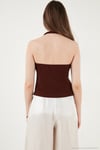Fitilli Fitted Fit Halter Yaka Sırt Dekolteli Kadın Yelek 5866515 KAHVE