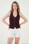 Fitilli Fitted Fit Halter Yaka Sırt Dekolteli Kadın Yelek 5866515 MÜRDÜM