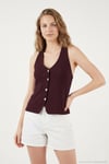 Fitilli Fitted Fit Halter Yaka Sırt Dekolteli Kadın Yelek 5866515 MÜRDÜM