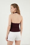 Fitilli Fitted Fit Halter Yaka Sırt Dekolteli Kadın Yelek 5866515 MÜRDÜM